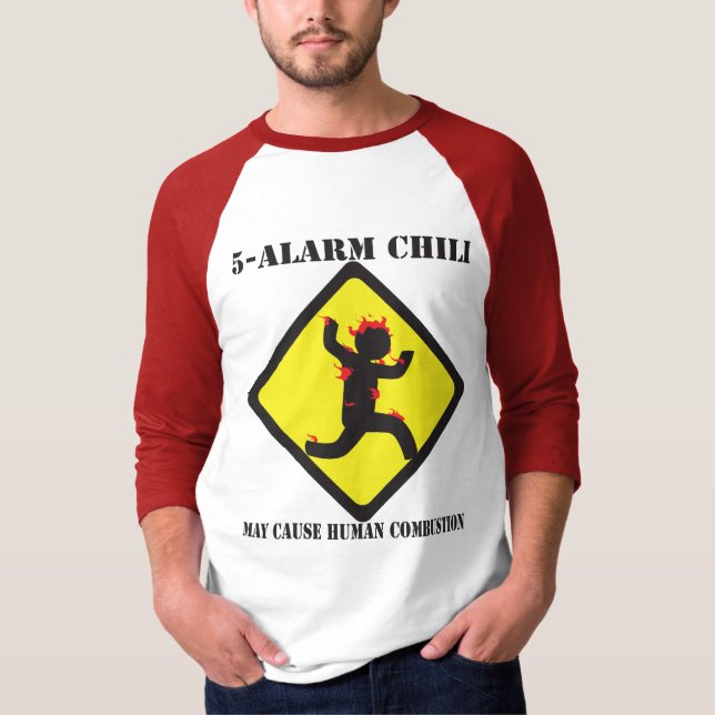 3/4" 5 Warnungs-Chili-Männer Raglan-Shirt T-Shirt (Vorderseite)
