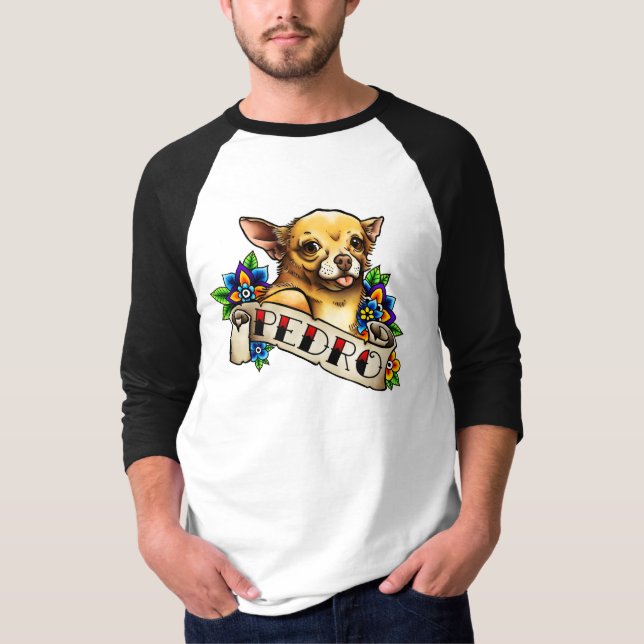 3/4 die Hülsen-T - Shirt Chihuahua-Pedro-Männer (Vorderseite)