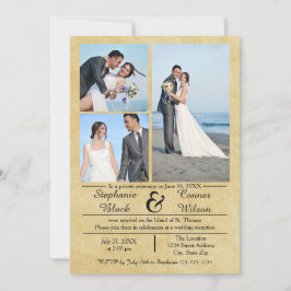 3/4 Foto Vertical Old Paper Wedding Ankündigung