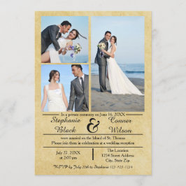 3/4 Foto Vertical Old Paper Wedding Ankündigung