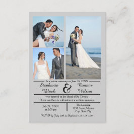 3/4 Foto Vertikal Grau- 3x5 Hochzeitsankündigung Einladung