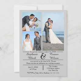 3/4 Foto Vertikal Grau - Hochzeitsankündigung Einladung