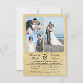 3/4 Fotos Vertical Old Paper-3x5 Hochzeitsankündig Einladung