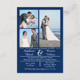 3/4 Fotos Vertikales Blau- 3x5 Hochzeitsankündigun Einladung