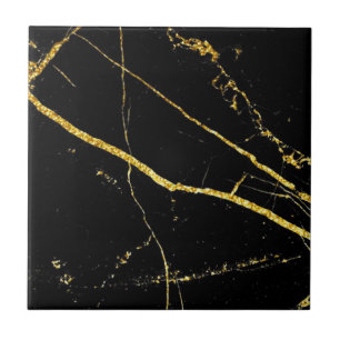 3. 4 Gold Veined Black Imitats Marble 4.5" & 6" Fliese