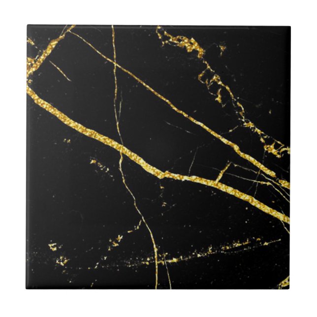 3. 4 Gold Veined Black Imitats Marble 4.5" & 6" Fliese (Vorderseite)