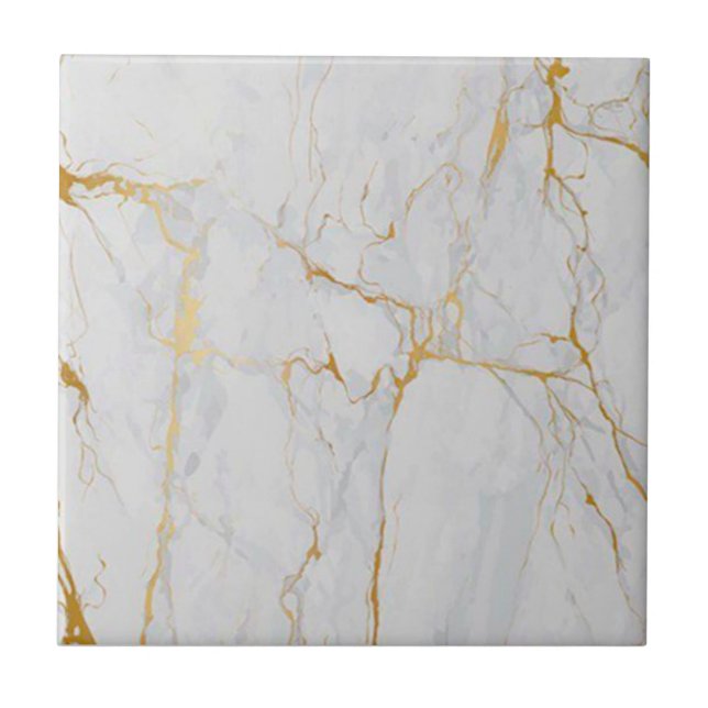 3. 4 Gold Veined White Imitats Marble 4.5" & 6" Fliese (Vorderseite)
