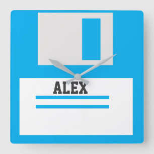 3.5 inch Floppy Disks with Label for Geek Nerds Quadratische Wanduhr