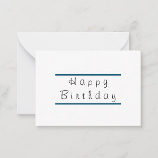 3.5 x 2.5 Happy Birthday Flat Note Card Mitteilungskarte
