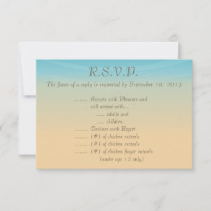 3,5 x 5 Antwortkarte R.S.V.P Ozean Strand Meeresuf RSVP Karte