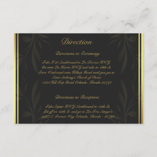 3.5 x 5 Direction Card Gold und Black Damask Begleitkarte