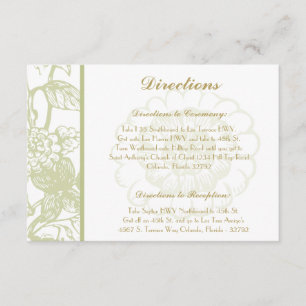 3.5 x 5 Direction Card Green Gerbera Daisy Blume Begleitkarte