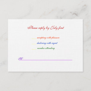3,5 x 5 Gay Wedding Rainbow LGBT Pride Linen UAWG RSVP Karte