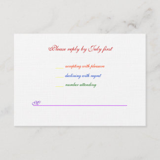3,5 x 5 Gay Wedding Rainbow LGBT Pride Linen UAWG RSVP Karte
