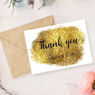 3,5" x 5" Moderner Gold Glitzer Vielen Dank Save The Date
