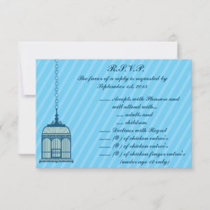 3,5 x 5 R.S.V.P Antwortkarte Birdcage/Blaue Streif Einladung