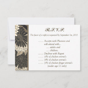 3,5 x 5 R.S.V.P Antwortkarte Black Cream Daisis/Ca Einladung