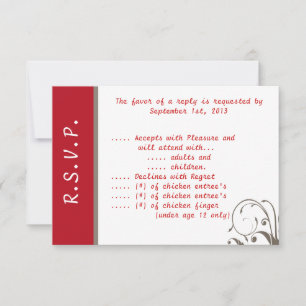 3,5 x 5 R.S.V.P Antwortkarte Crimson Red/Gray Bg W Einladung