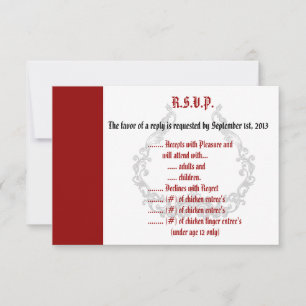 3,5 x 5 R.S.V.P Antwortkarte Crimson Red Verziert Einladung