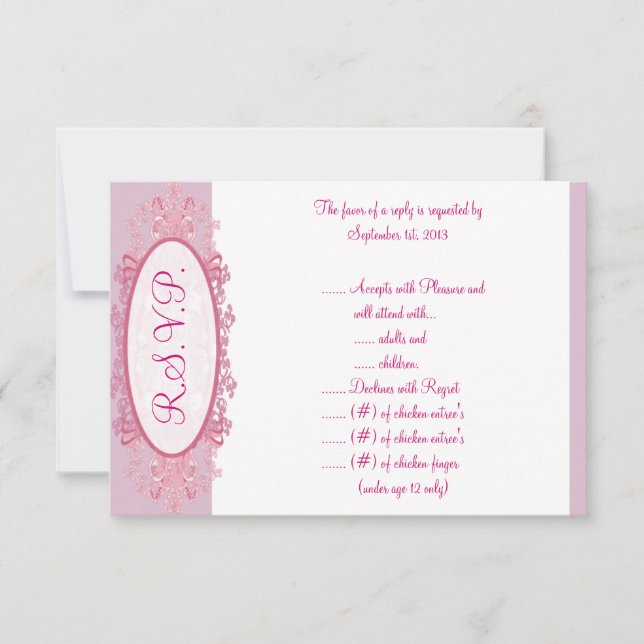 3,5 x 5 R.S.V.P Antwortkarte Rosa/Lila chinesische Einladung (Vorderseite)