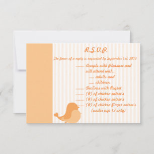 3,5 x 5 R.S.V.P Repair Card Love Birds Peach Strip Einladung