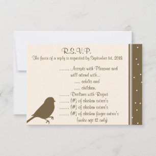3,5 x 5 R.S.V.P Reply Card Birnen auf Braunpolka RSVP Karte