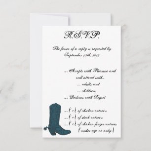 3,5 x 5 R.S.V.P Western Blue Cowboy Bo Einladung