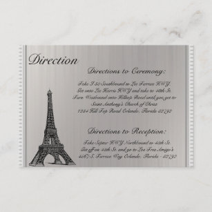 3,5 x 5 Richtungskarte Schwarzer Eiffelturm Begleitkarte