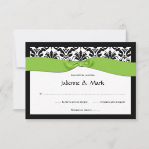 3,5 x 5 Schwarz-weiße Damask Lime Green UAWG RSVP Karte
