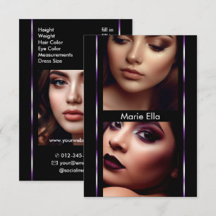 3,5" x 5" Schwarze Lila Comp-Card-Fotovorlage Begleitkarte