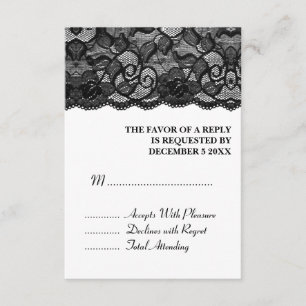 3,5x5 Elegante Hochzeits-RSVP Vintage-Schwarze Spi RSVP Karte