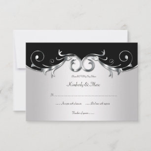 3,5x5 Eleganter Schwarz-Silber-UAWG RSVP Karte