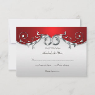 3.5x5 Elegantes Rot und Silber RSVP Karte