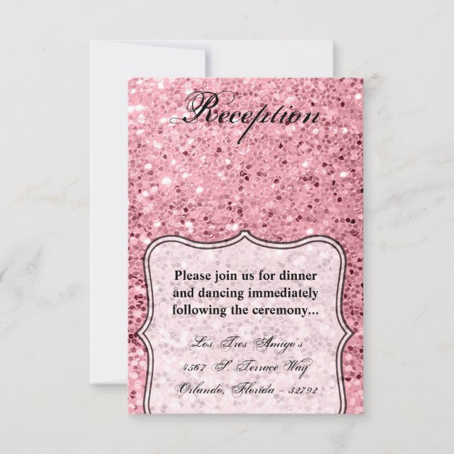 3.5x5 Empfang-Card-Rose Gold-Glitzer Einladung (Vorderseite)