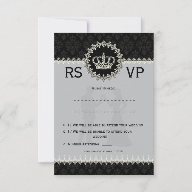 3.5x5" Moderne Schnürsenkel Crown Wedding Passport RSVP Karte (Vorderseite)