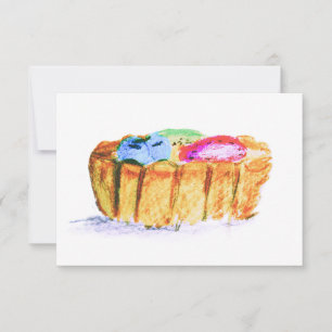 3,5x5" Obsttorte Originale abstrakte Kunst Notizka Mitteilungskarte