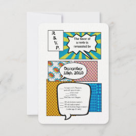 3.5x5 R.S.V.P. Card Comic Strip Book Pop Art Coupl RSVP Karte
