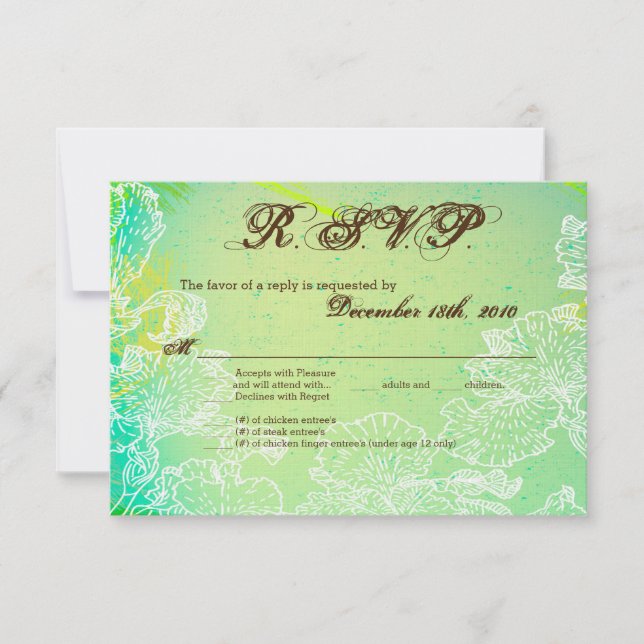 3.5x5 R.S.V.P. Card Frühjahr Hibiskus Blume Hawaii Einladung (Vorderseite)