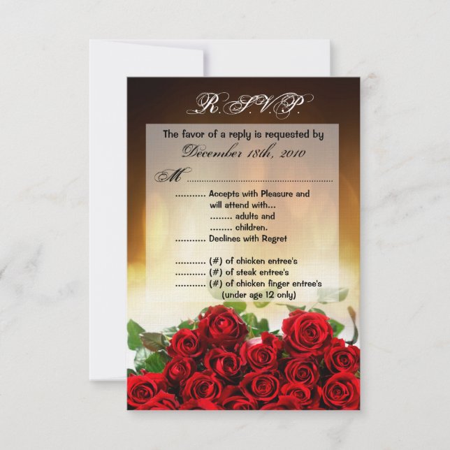 3,5x5 R.S.V.P.-Card-Rote Rose Bouquet Bridal Blume Einladung (Vorderseite)