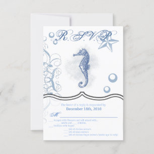 3,5x5 R.S.V.P. Card Seepferd Sea Ocean Beach Einladung