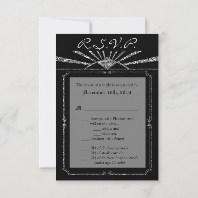 3.5x5 R.S.V.P. Karte Art Deco Roaring 20s GATSBY (Vorderseite)