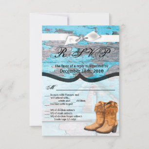 3.5x5 R.S.V.P.-Karte Blauer Holzstall-Türstiefel Einladung