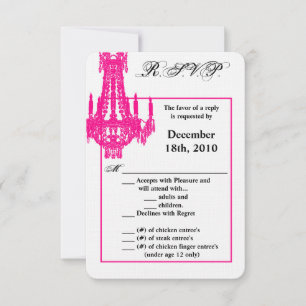 3,5x5 R.S.V.P.-Karte Crystal Chandelier Glitz Glam Einladung