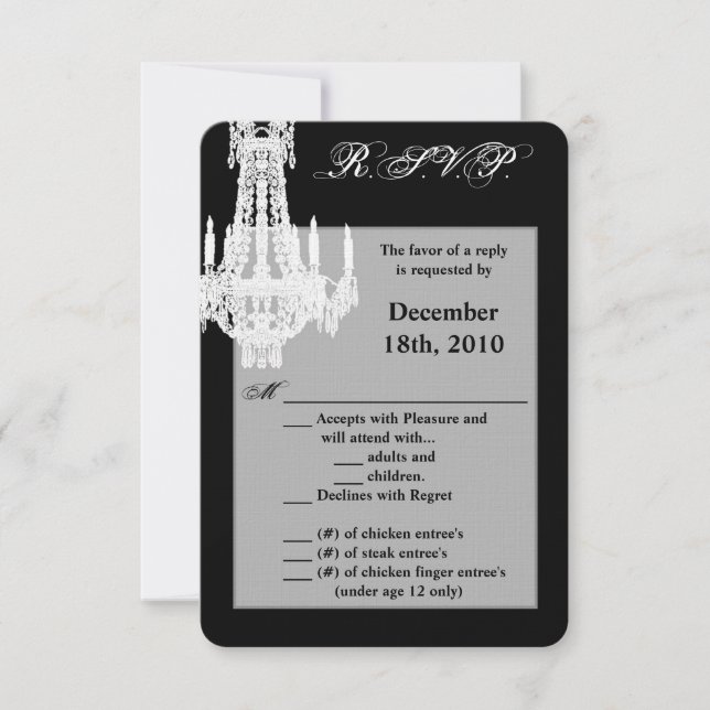 3,5x5 R.S.V.P.-Karte Crystal Chandelier Glitz Glam Einladung (Vorderseite)