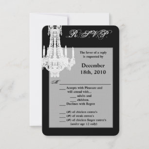 3,5x5 R.S.V.P.-Karte Crystal Chandelier Glitz Glam Einladung