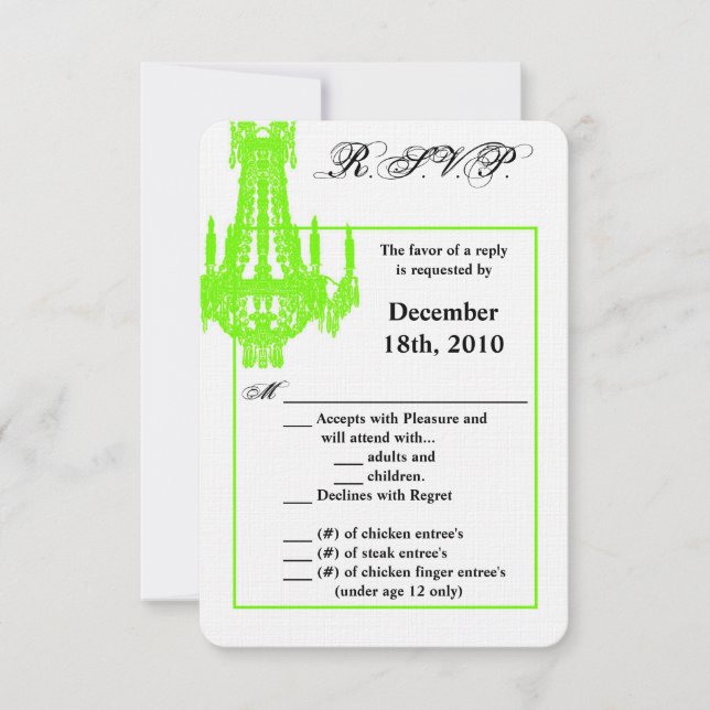 3,5x5 R.S.V.P.-Karte Crystal Chandelier Glitz Glam Einladung (Vorderseite)