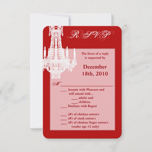 3,5x5 R.S.V.P.-Karte Crystal Chandelier Glitz Glam Einladung (Vorderseite)