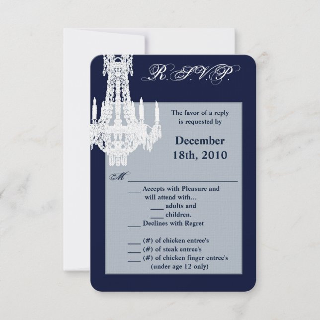 3,5x5 R.S.V.P.-Karte Crystal Chandelier Glitz Glam Einladung (Vorderseite)