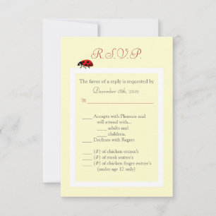 3,5x5 R.S.V.P.-Karte Gelb und Marienkäfer RSVP Karte