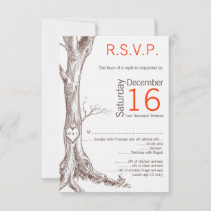 3.5x5 R.S.V.P.-Karte Hochzeitsfallbaum RSVP Karte